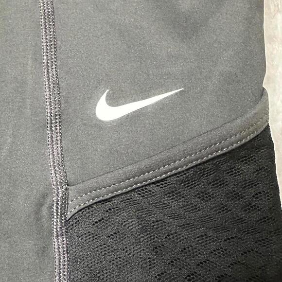 Nike Pro Dri Fit Mesh Inset Crop Leggings Black Women's L - Picture 6 of 8
